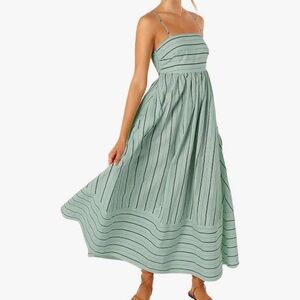 Elegant Green Striped Dress
